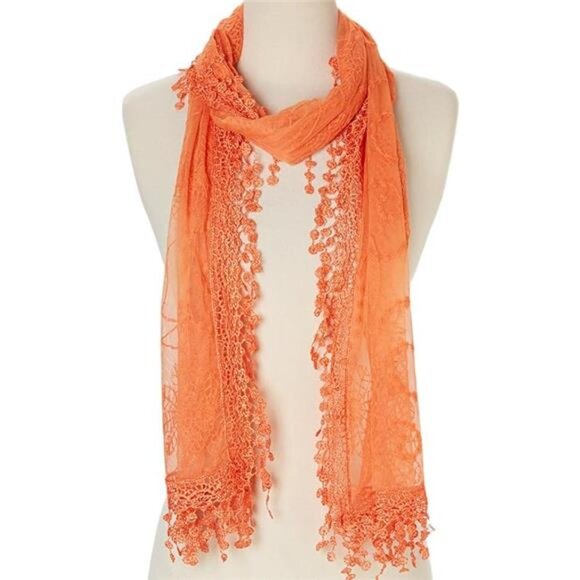Women's lightweight Feminine lace teardrop fringe Lace Scarf Vintage Scarf Mesh - Picture 6 of 6